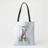 Pit Bull Terrier Watercolor Personalized Dog トートバッグ (正面)