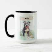 Pit Bull Terrier Watercolor Personalized Dog マグカップ (左)