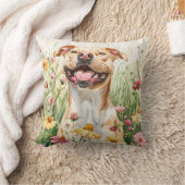 Pit Bull Throw Pillow – Watercolor クッション (ブランケット)