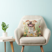 Pit Bull Throw Pillow – Watercolor クッション (椅子)