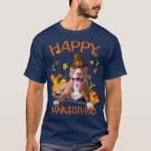 Pit Bull Turkey Funny Thanksgiving Dogs Tシャツ (正面)
