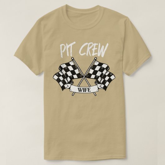 Pit Crew Wife Checkered Flag Racing Family  Tシャツ (デザイン正面)