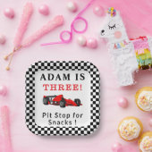 Pit Stop for Snacks – Red Race Car 3rd Party  ペーパープレート (パーティー)