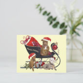 Pitbillテリアのサンタの助手 シーズンポストカード (スタンド正面)