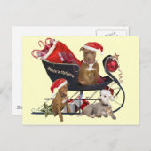 Pitbillテリアのサンタの助手 シーズンポストカード (正面/裏面)