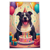 Pitbull Birthday Celebration ミディアムペーパーバッグ (正面)