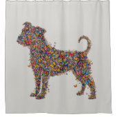 Pitbull Butterfly Silhouette Art | Bully Dog Lover シャワーカーテン (正面)