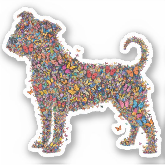 Pitbull Butterfly Silhouette Art | Bully Dog Lover シール (正面)