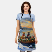 Pitbull Christmas Boat Holiday エプロン (着用した状態)