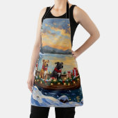 Pitbull Christmas Boat Holiday エプロン (インサイチュ)