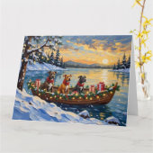 Pitbull Christmas Boat Holiday カード (黄色い花)