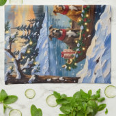 Pitbull Christmas Boat Holiday キッチンタオル (折り畳み)