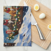 Pitbull Christmas Boat Holiday キッチンタオル (四つ折り)