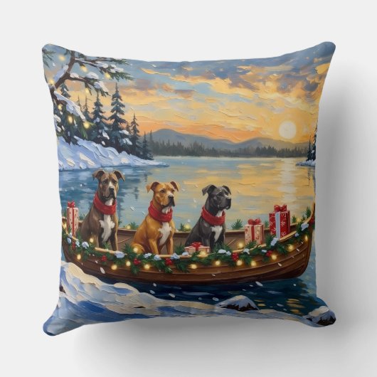 Pitbull Christmas Boat Holiday クッション (裏面)