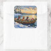 Pitbull Christmas Boat Holiday スクエアシール (バッグ)