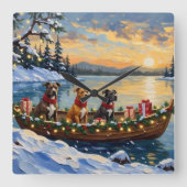 Pitbull Christmas Boat Holiday スクエア壁時計 (正面)