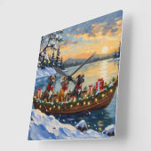 Pitbull Christmas Boat Holiday スクエア壁時計 (傾斜)