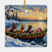 Pitbull Christmas Boat Holiday セラミックオーナメント (正面)