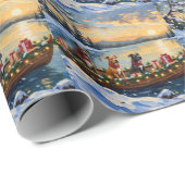 Pitbull Christmas Boat Holiday ラッピングペーパー (ロールコーナー)