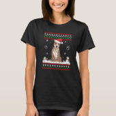 Pitbull Christmas Pajama Santa Hat Tree Light Dog  Tシャツ (正面)