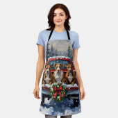 Pitbull Christmas Red Truck Holiday エプロン (着用した状態)