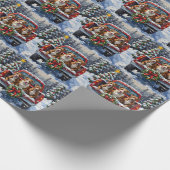 Pitbull Christmas Red Truck Holiday ラッピングペーパー (角)