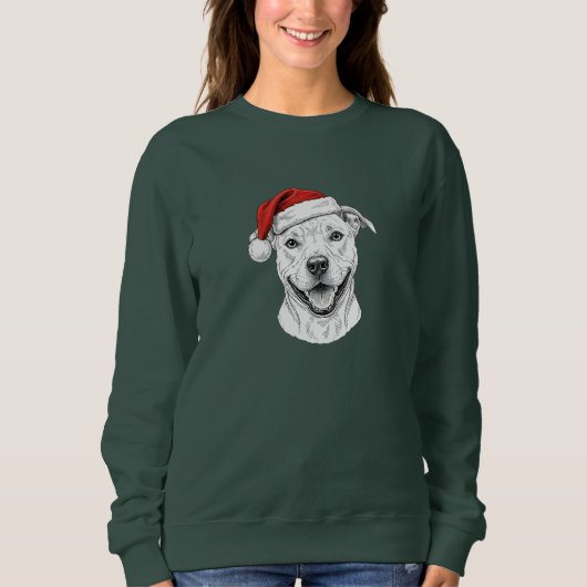 Pitbull Christmas Sweatshirt – Cute Santa Pitbull スウェットシャツ (正面)