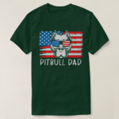 Pitbull Dad American Pit Bull Dog US Flag 4th Of J Tシャツ (デザイン正面)