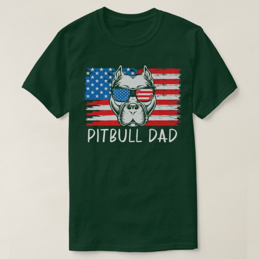 Pitbull Dad American Pit Bull Dog US Flag 4th Of J Tシャツ (デザイン正面)
