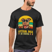 Pitbull Dog Butter Box Is Here Father s Day Tシャツ (正面)