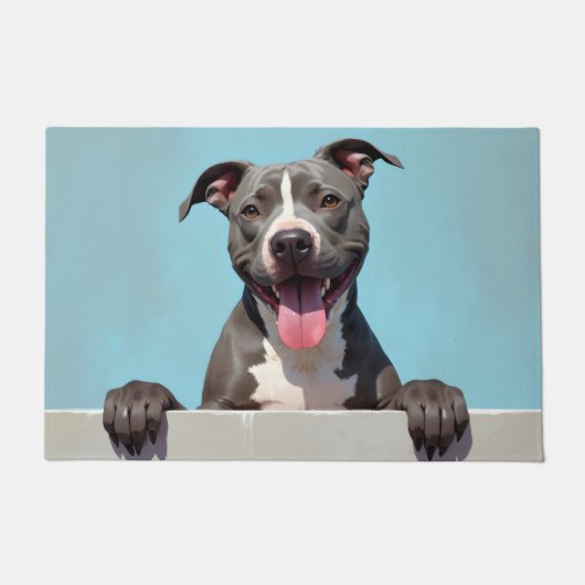 Pitbull Dog Doormat Art ドアマット (正面)