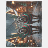 Pitbull Dogs Christmas Snow Holiday フリースブランケット (正面)