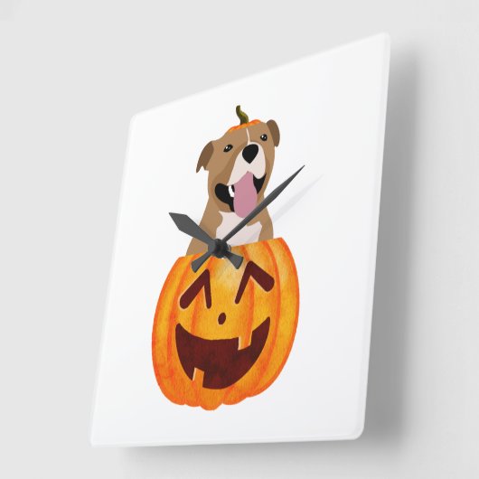 Pitbull Halloween   スクエア壁時計 (傾斜)