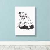 Pitbull Hand Painted by Mark Elsen キャンバスプリント (インサイチュ (ウッドフロア))