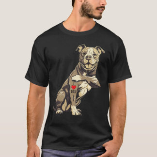 Pitbull I Love Dad Pit Bullerrier Pettie Dog Owner Tシャツ