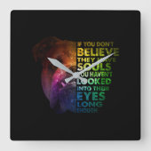 Pitbull looked Into Their Eyes Long Enough Dogs スクエア壁時計 (正面)