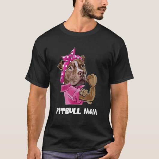 Pitbull Mom Ladies Dogs Tee Tシャツ (正面)