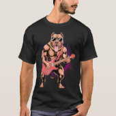 Pitbull Playing Guitar - Funny Pit Bull Pittie Tシャツ (正面)