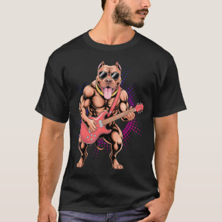 Pitbull Playing Guitar - Funny Pit Bull Pittie Tシャツ