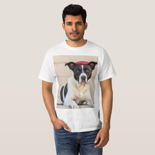 Pitbull Playtime Frisbee Dog Tシャツ (正面フル)