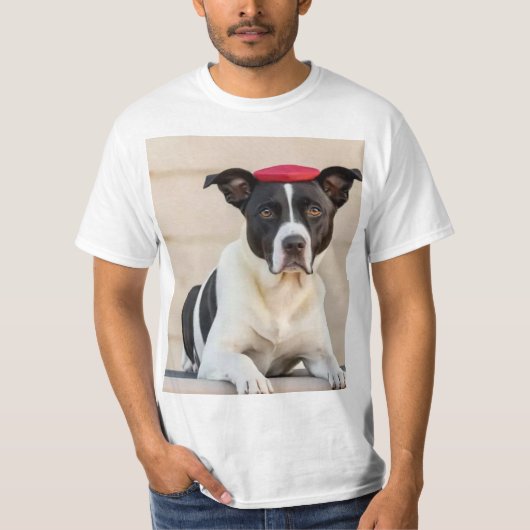 Pitbull Playtime Frisbee Dog Tシャツ (正面)