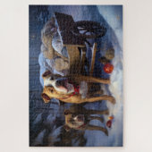 Pitbull Snowy Sleigh Christmas Decor ジグソーパズル (縦)