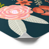 Pitbull Terrier Floral Dog Art ポスター (角)