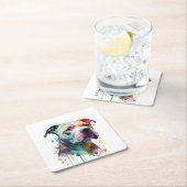  Pitbull vibrante: un toque de vida スクエアペーパーコースター (インサイチュ)