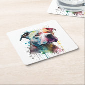  Pitbull vibrante: un toque de vida スクエアペーパーコースター (アングル)