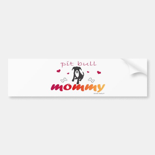 PitBullBlkWtMommy バンパーステッカー (正面)