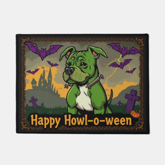 Pitbullstein Happy Howl-o-ween ドアマット (正面)