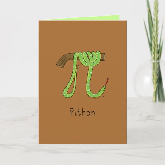 Pithon Python Snake - Pi Day Math Greeting Card カード (正面)