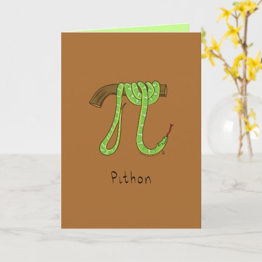 Pithon Python Snake - Pi Day Math Greeting Card カード (黄色い花)
