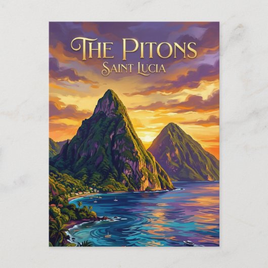 Pitons Saint Lucia ポストカード (正面)